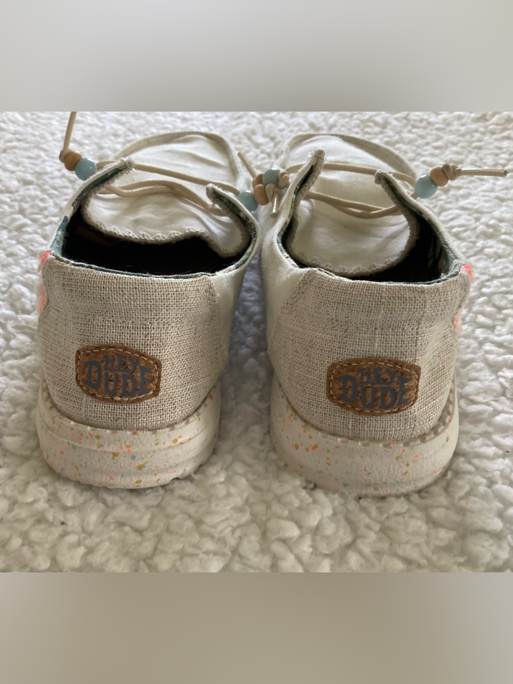 Hey Dude Wendy Fringe women’s “salt” slip-on moccasin/sneakers, size 9